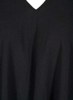 Ærmeløs tunika med a-form i økologisk bomuld, Black, Packshot image number 2