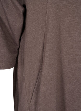 Kampagnevare - Bomulds sweatkjole med lommer og 3/4 ærmer, Iron Melange, Packshot image number 3