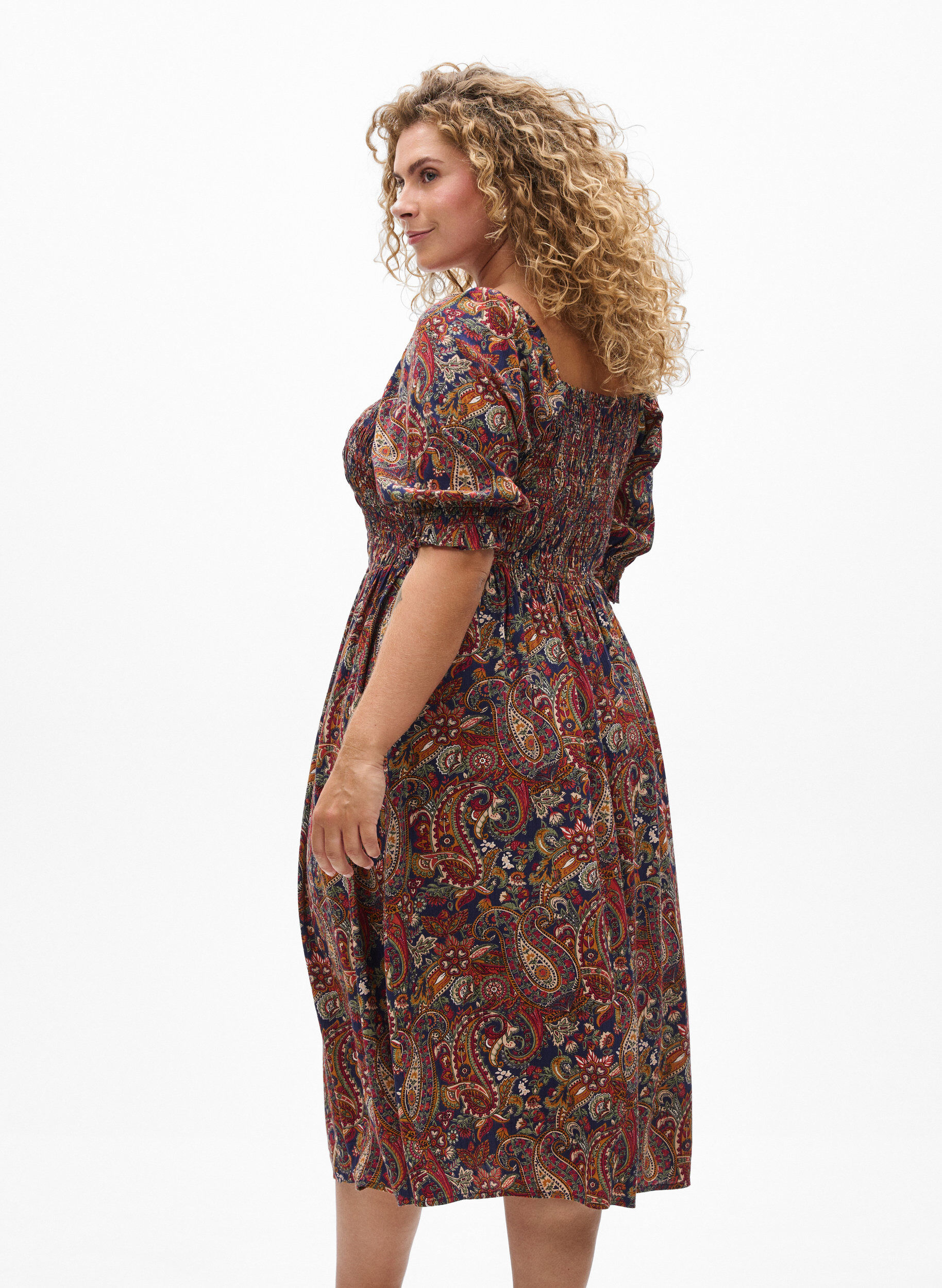 ZizziSommerkjole i viskose med paisleyprint, Bl&aring;, Model image number 2