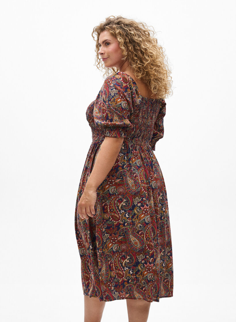 Sommerkjole i viskose med paisleyprint, Bl&aring;, Model image number 2