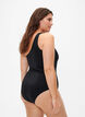 One-shoulder badedragt med meshdetaljer, Black, Model image number 1