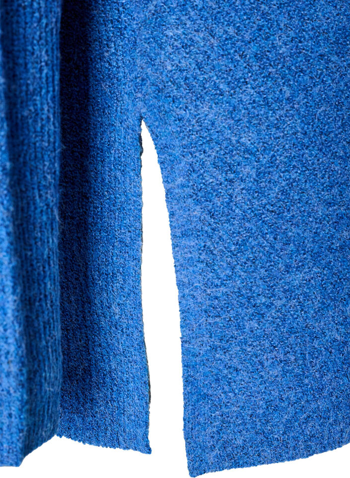 Strikbluse med diagonalt m&oslash;nster og raglan&aelig;rmer, Bl&aring;, Packshot image number 3