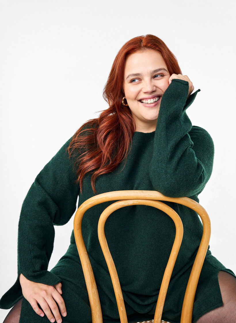 Strikkjole med rund hals og slids, Scarab Mel., Image image number 0