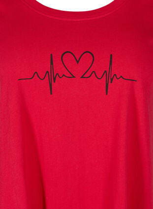 Kortærmet bomulds t-shirt med a-form, Lipstick Red HEART, Packshot image number 2