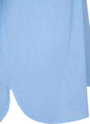 Skjortebluse med knaplukning i bomuldsmix med hør, Serenity, Packshot image number 3
