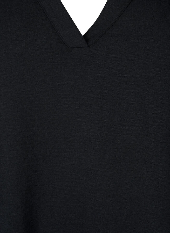 &AElig;rmel&oslash;s top med rynkedetaljer, Sort, Packshot image number 2