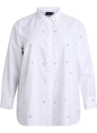 Skjorte med rhinsten, Hvid