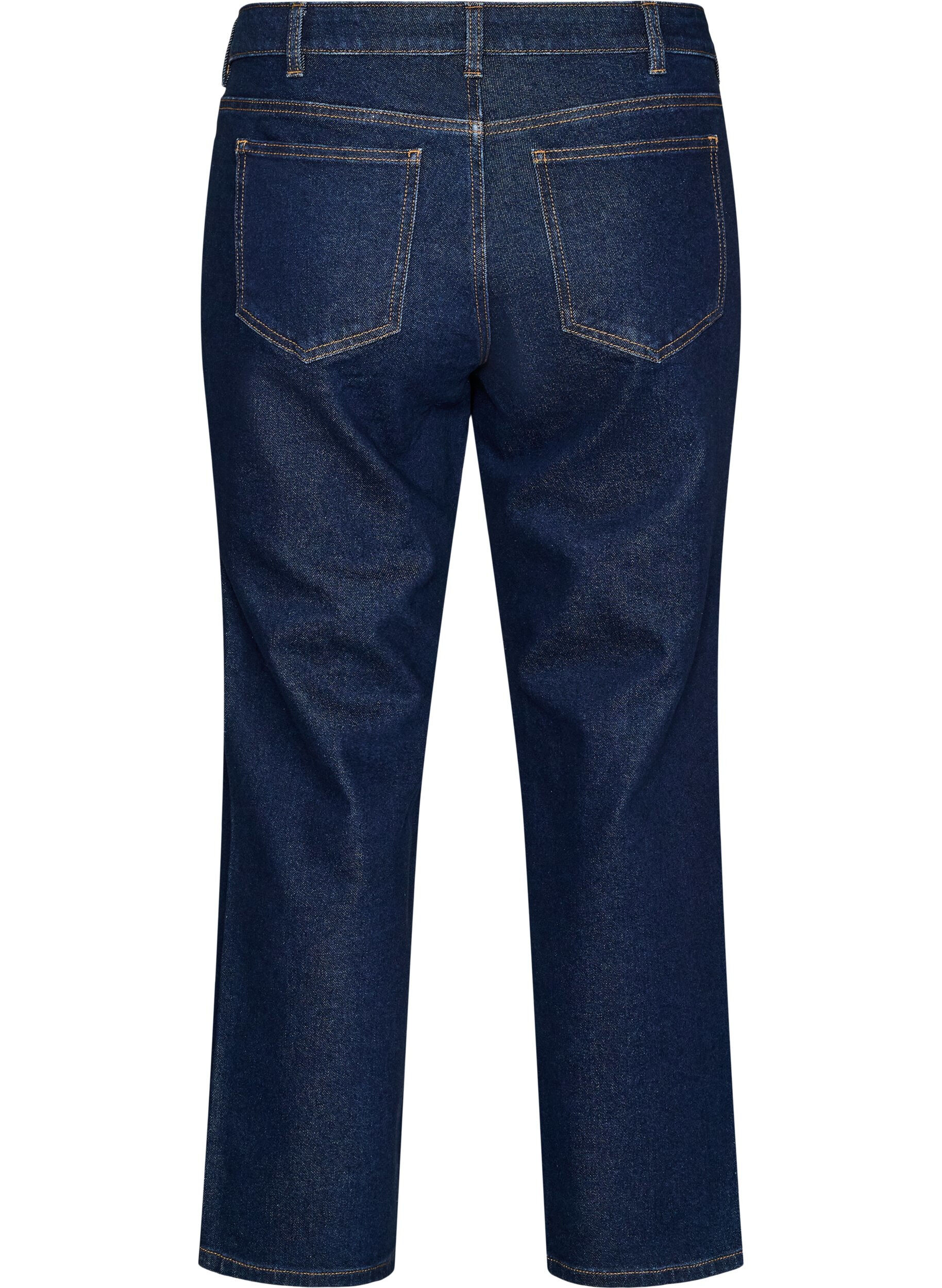 ZizziCropped straight fit jeans med regul&aelig;r talje, Bl&aring;, Packshot image number 1