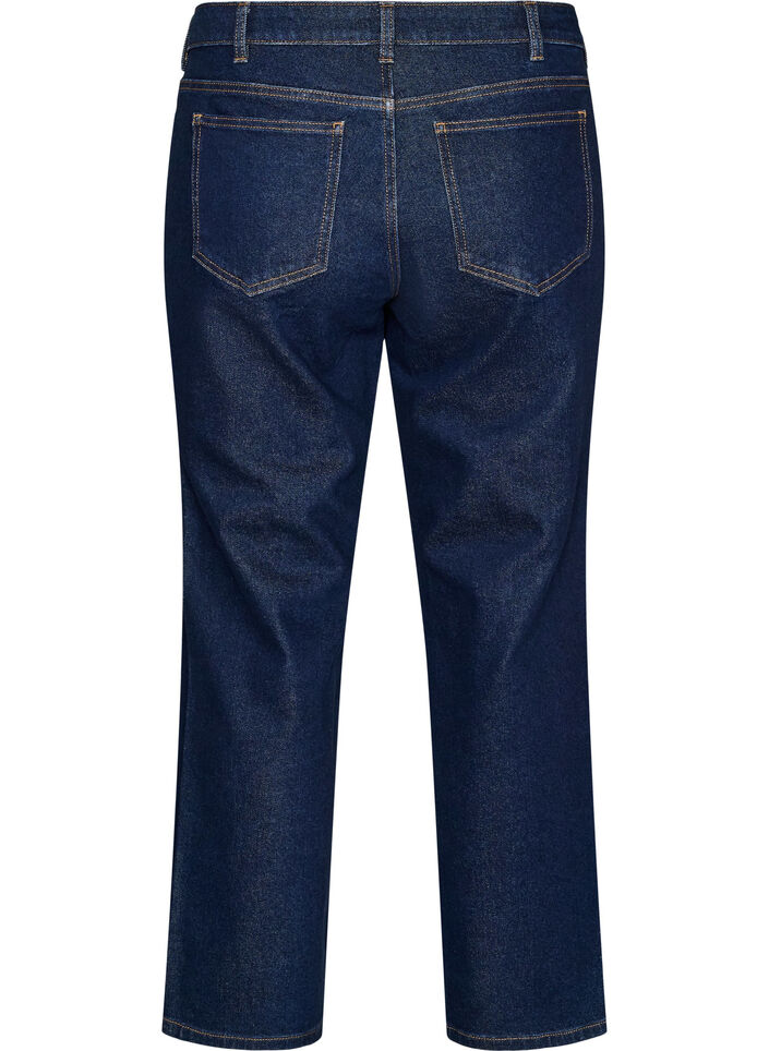 Cropped straight fit jeans med regul&aelig;r talje, Bl&aring;, Packshot image number 1