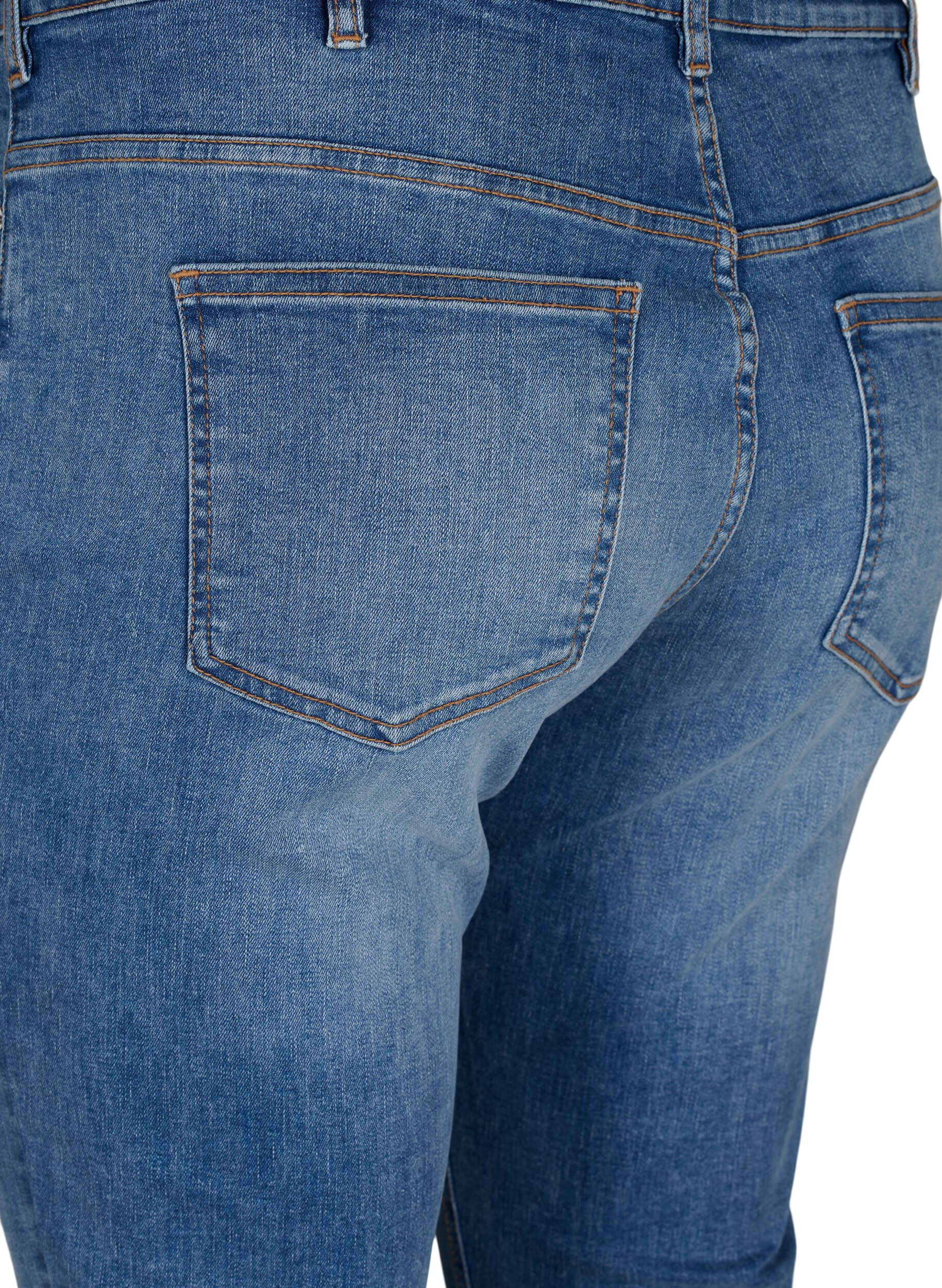 Zizzi Sanna jeans med super slim fit og knaplukning, Blue denim, Packshot image number 3