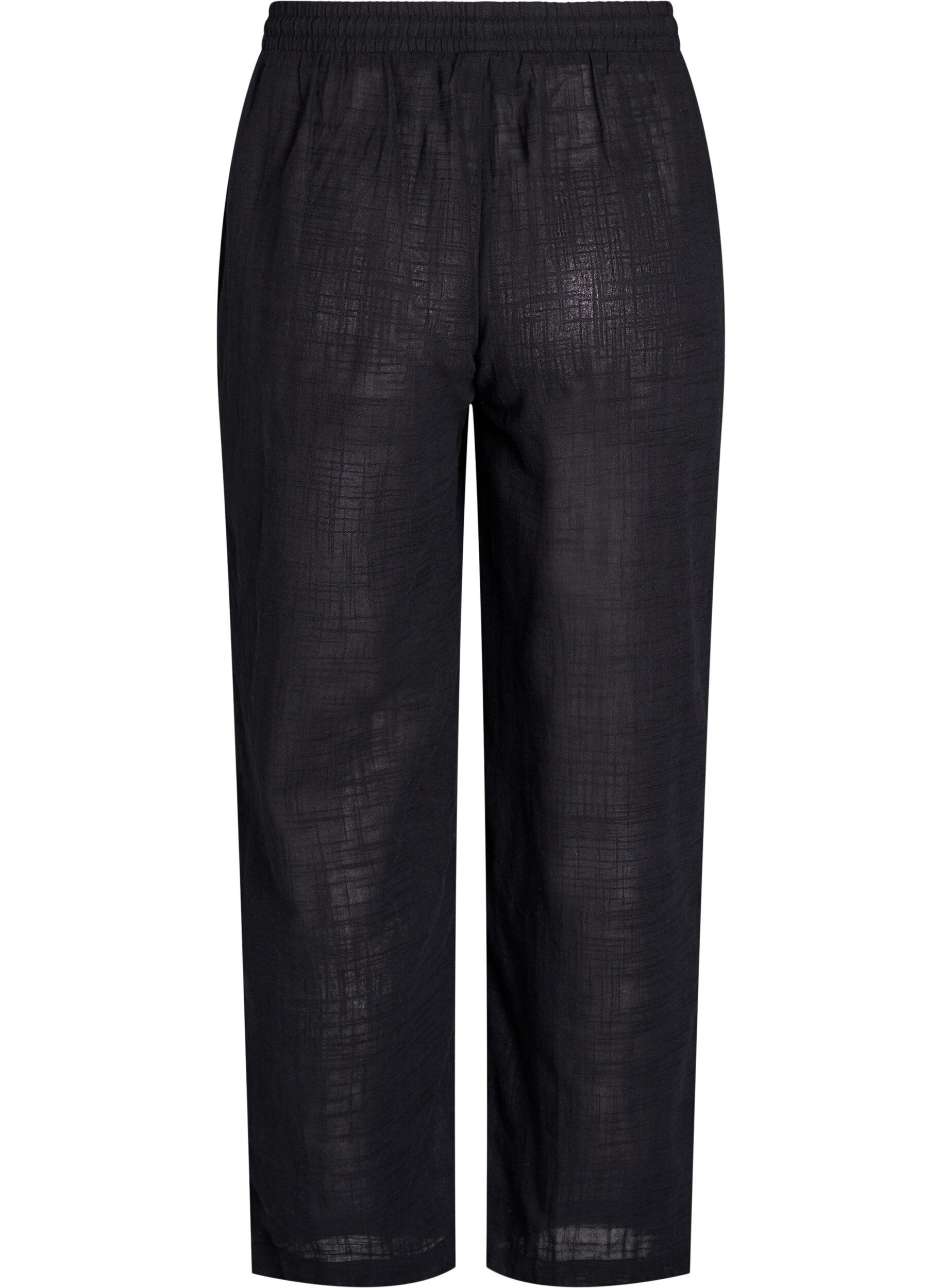 Zizzi FLASH - Straight fit bukser med h&oslash;j talje, Sort, Packshot image number 1