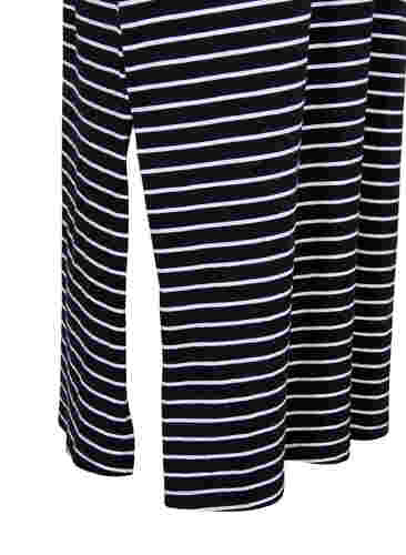 Stribet midikjole i bomuld med korte ærmer, Black Stripe, Packshot image number 3