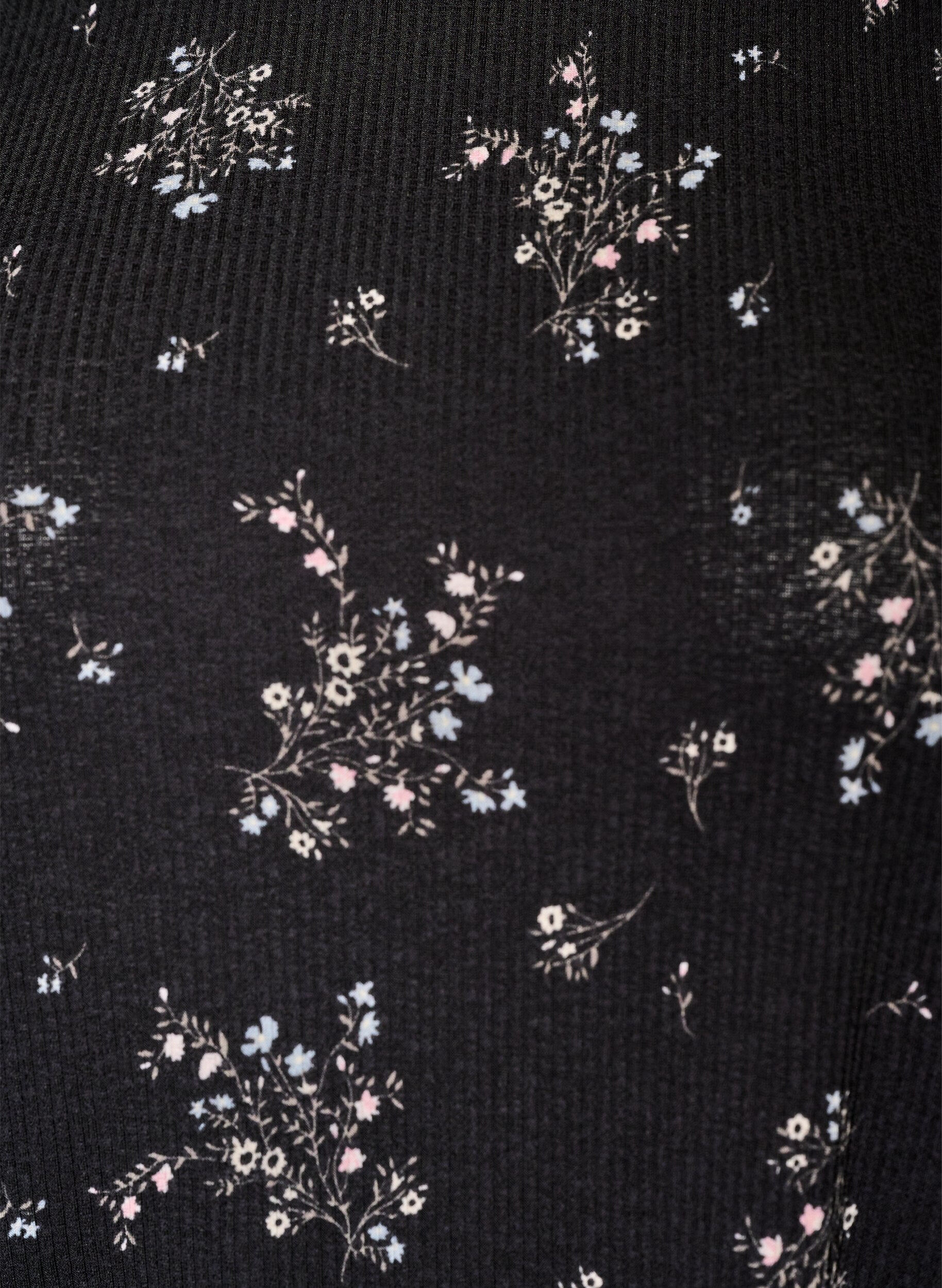 ZizziM&oslash;nstret bluse med korte &aelig;rmer, Sort, Packshot image number 2