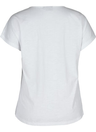 Bomulds t-shirt med printdetaljer , Bright White FLOWER, Packshot image number 1