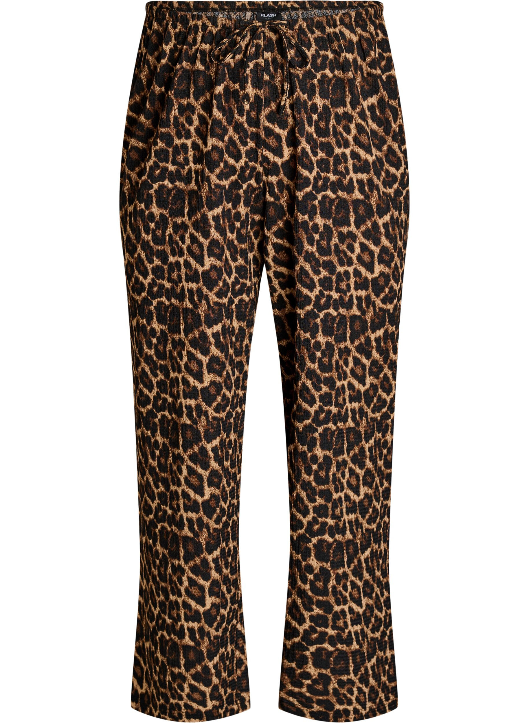 Bukser i let strukturkvalitet med brede ben