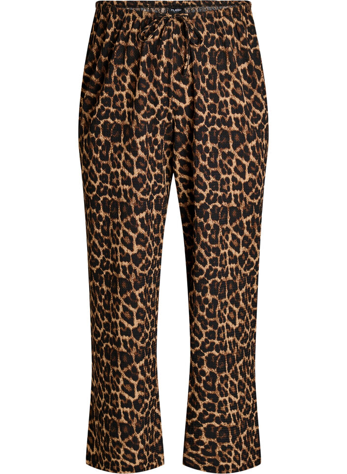 Bukser i let strukturkvalitet med brede ben, Sort, Packshot image number 0