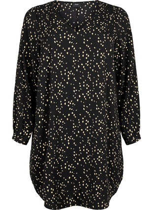 V-hals kjole med print, Black Dot AOP, Packshot image number 0