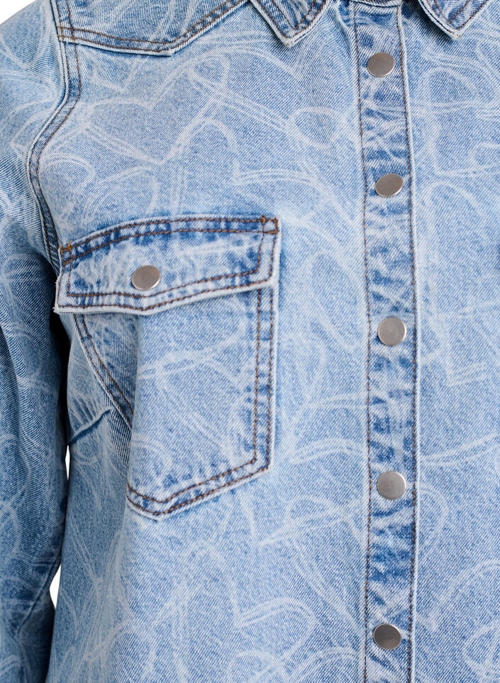 Denimkjole med hjerte mønster , Blå, Packshot image number 2