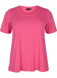 Ensfarvet basis t-shirt i bomuld, Hot Pink