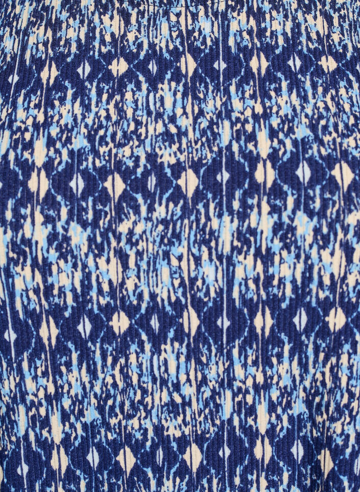 Mønstret bluse med korte ærmer, Blå, Packshot image number 2