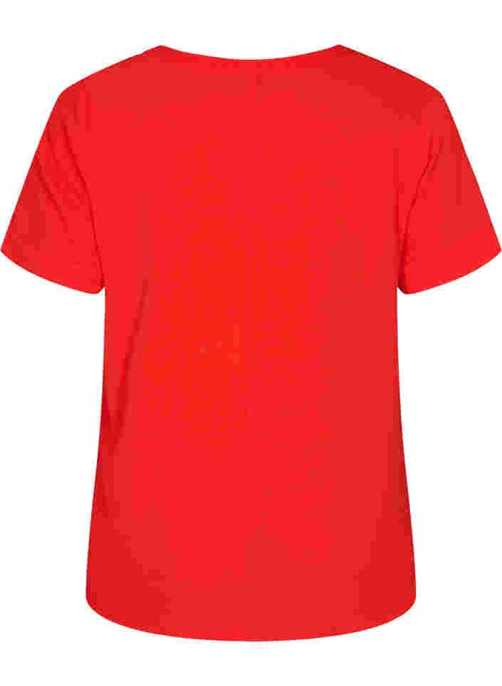 Kortærmet bluse med v-udskæring, Fiery Red, Packshot image number 1