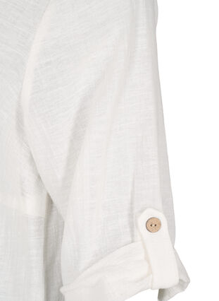 3/4 ærmet tunika i bomuldmix med hør, Off-White, Packshot image number 4