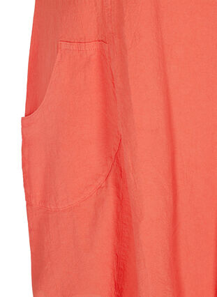 Kortærmet kjole i bomuld, Hot Coral, Packshot image number 3