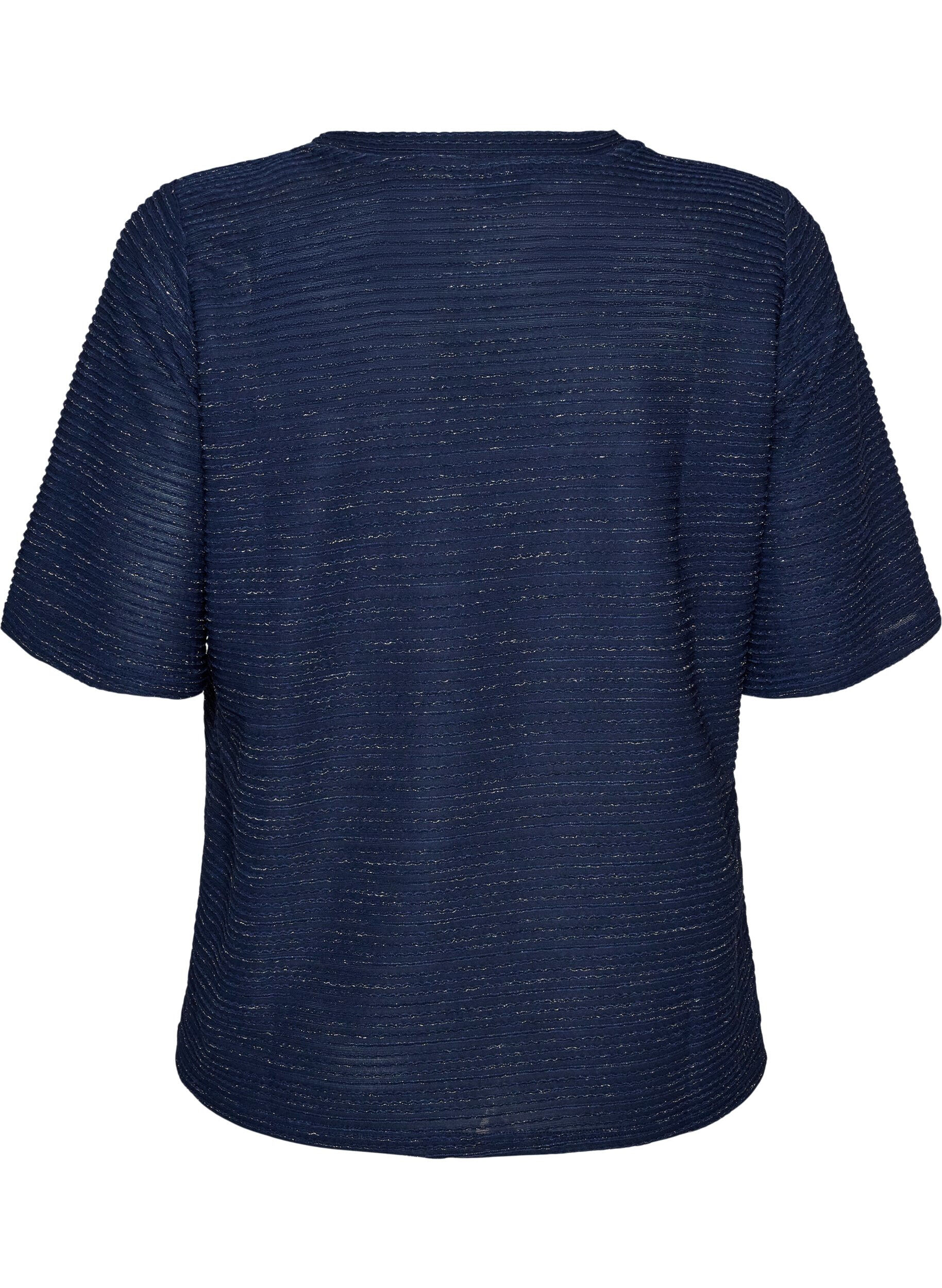 ZizziBluse med struktur og glimmer, Bl&aring;, Packshot image number 1