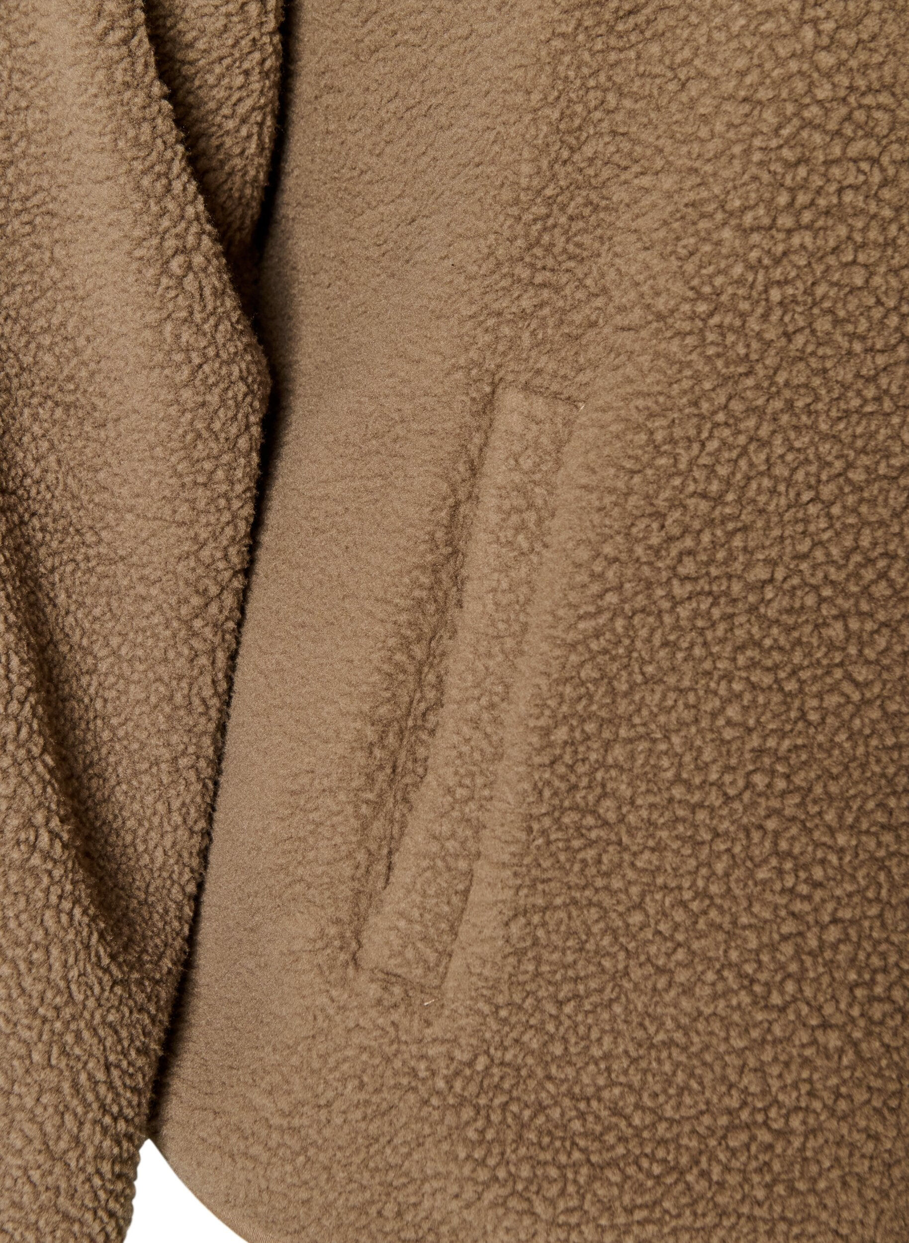 ZizziTeddyjakke med rund hals og knapper, Brun, Packshot image number 3