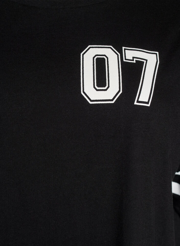 Kort t-shirtkjole med sporty detaljer, Sort, Packshot image number 2