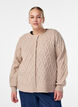 Strikcardigan med perleknapper og kabelmønster, Beige, Model image number 0