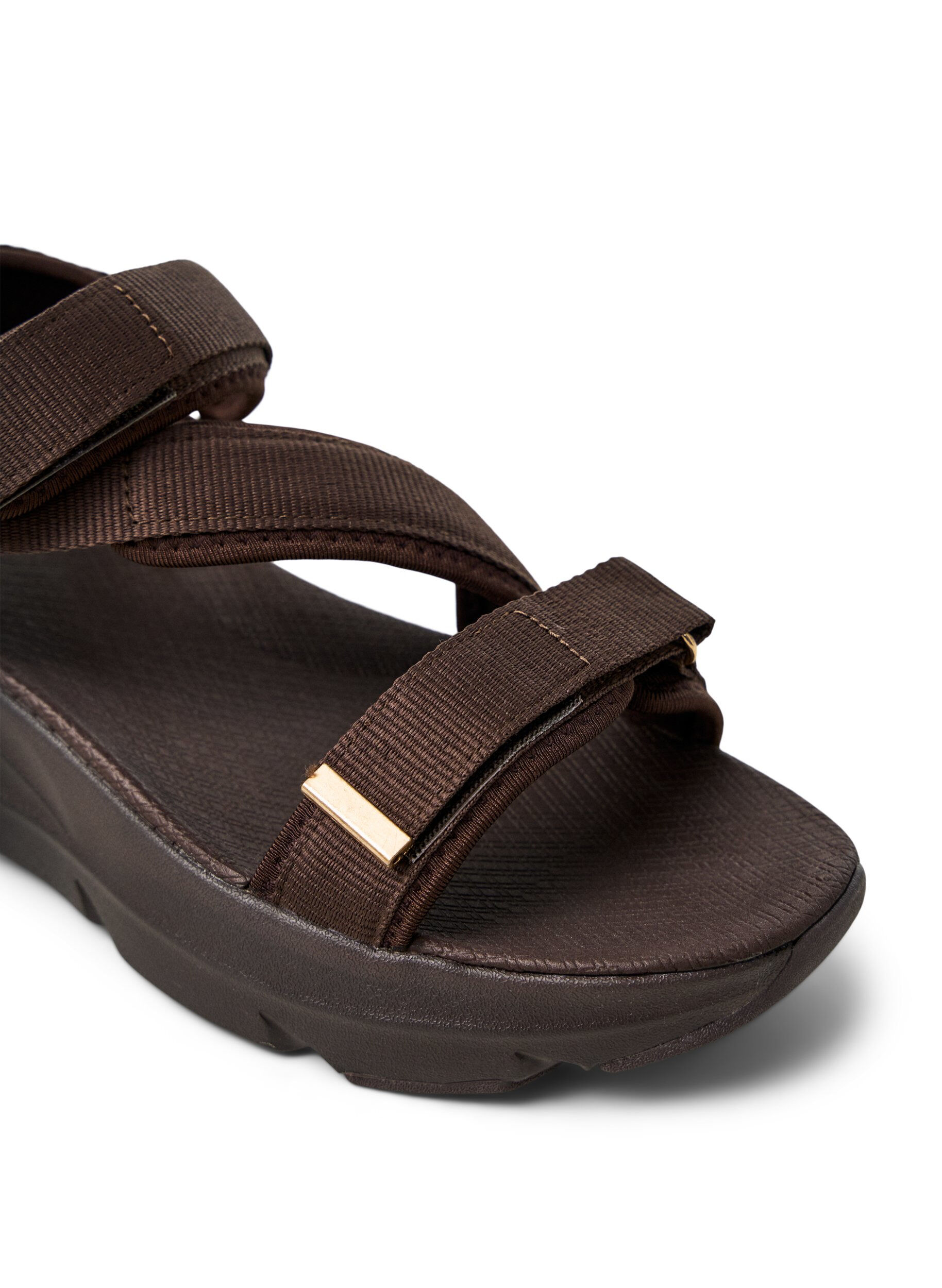 Zizzi Komfortsandal med velcro og svangst&oslash;tte, Brun, Packshot image number 3