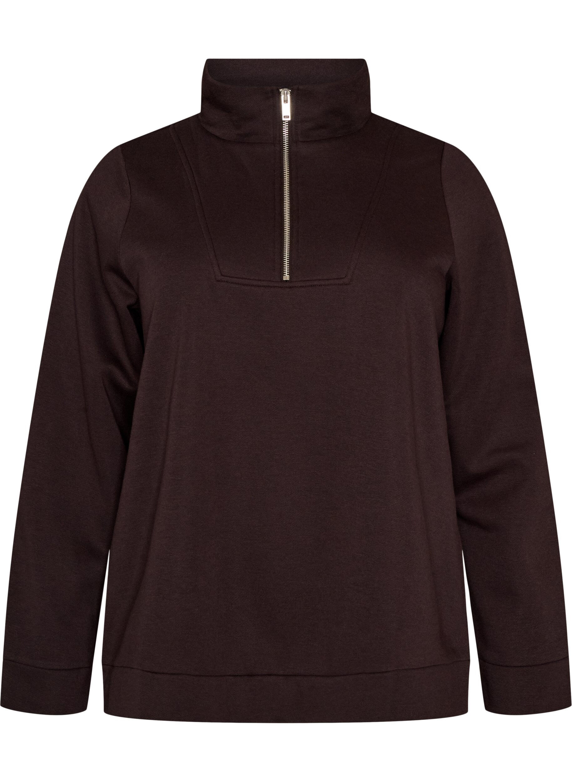 FLASH - Sweatshirt med h&oslash;j krave og lynl&aring;s