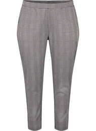 Cropped Maddison bukser med ternet mønster, Beige Brown Check