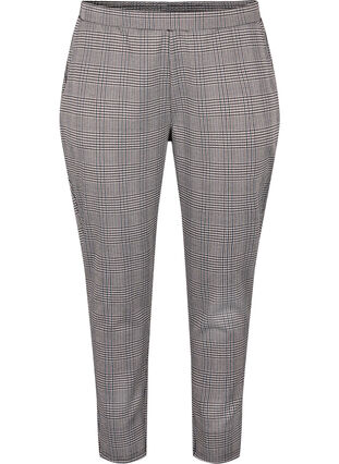 Cropped Maddison bukser med ternet mønster, Beige Brown Check, Packshot image number 0