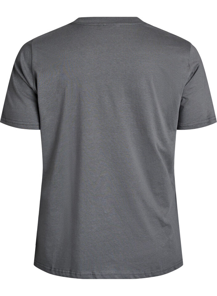 Basis t-shirt i bomuld med rund hals, Gr&aring;, Packshot image number 1