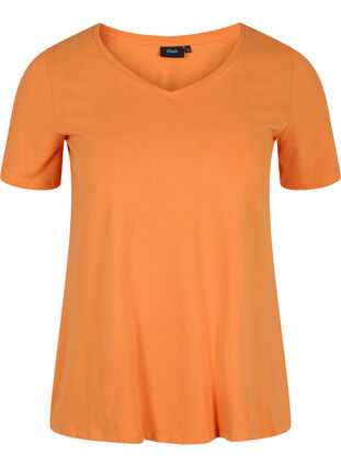 Basis t-shirt med v-hals, Amberglow, Packshot image number 0