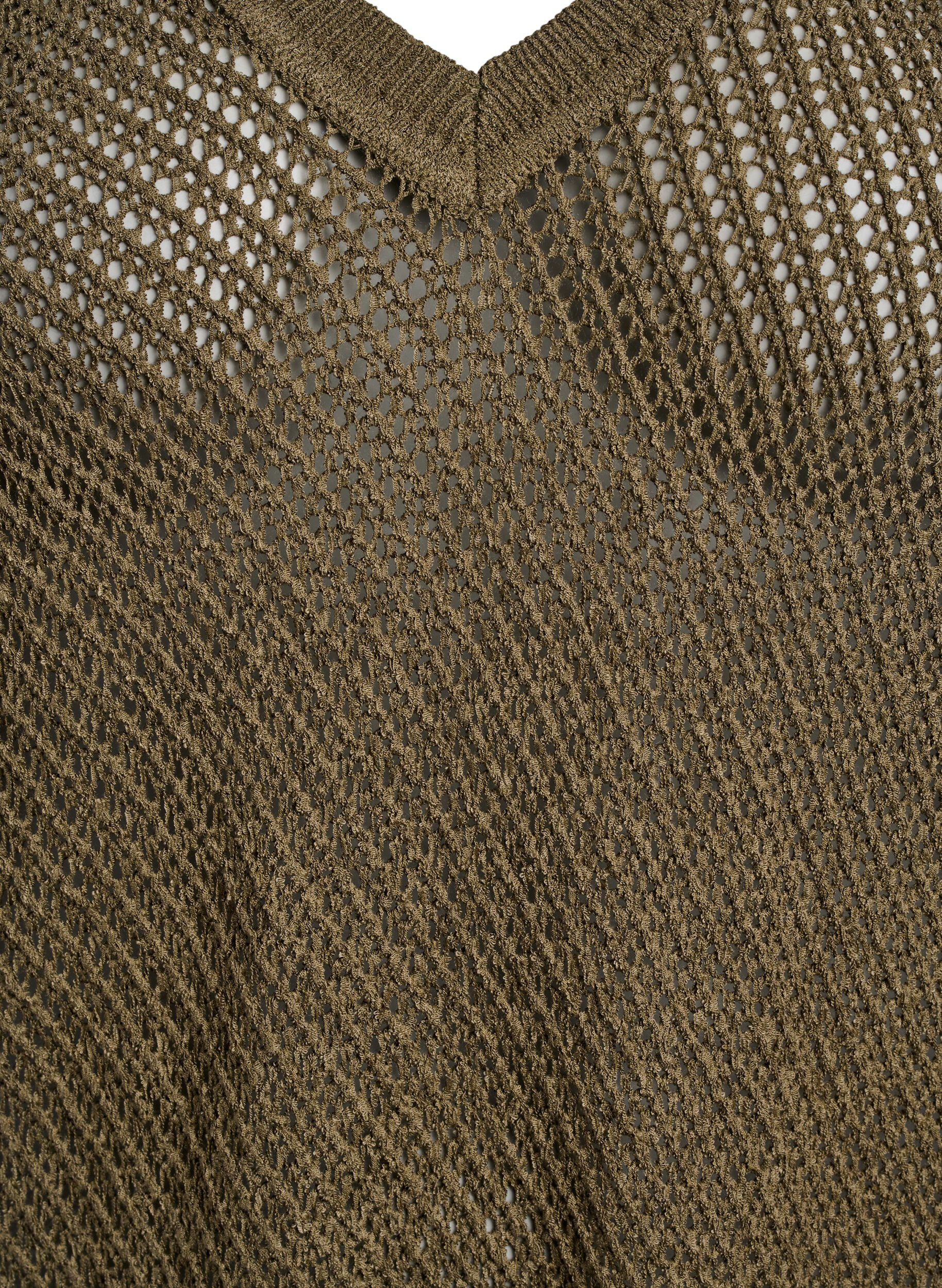 Zizzi FLASH - Kort&aelig;rmet strikbluse med v-hals, Gr&oslash;n, Packshot image number 2