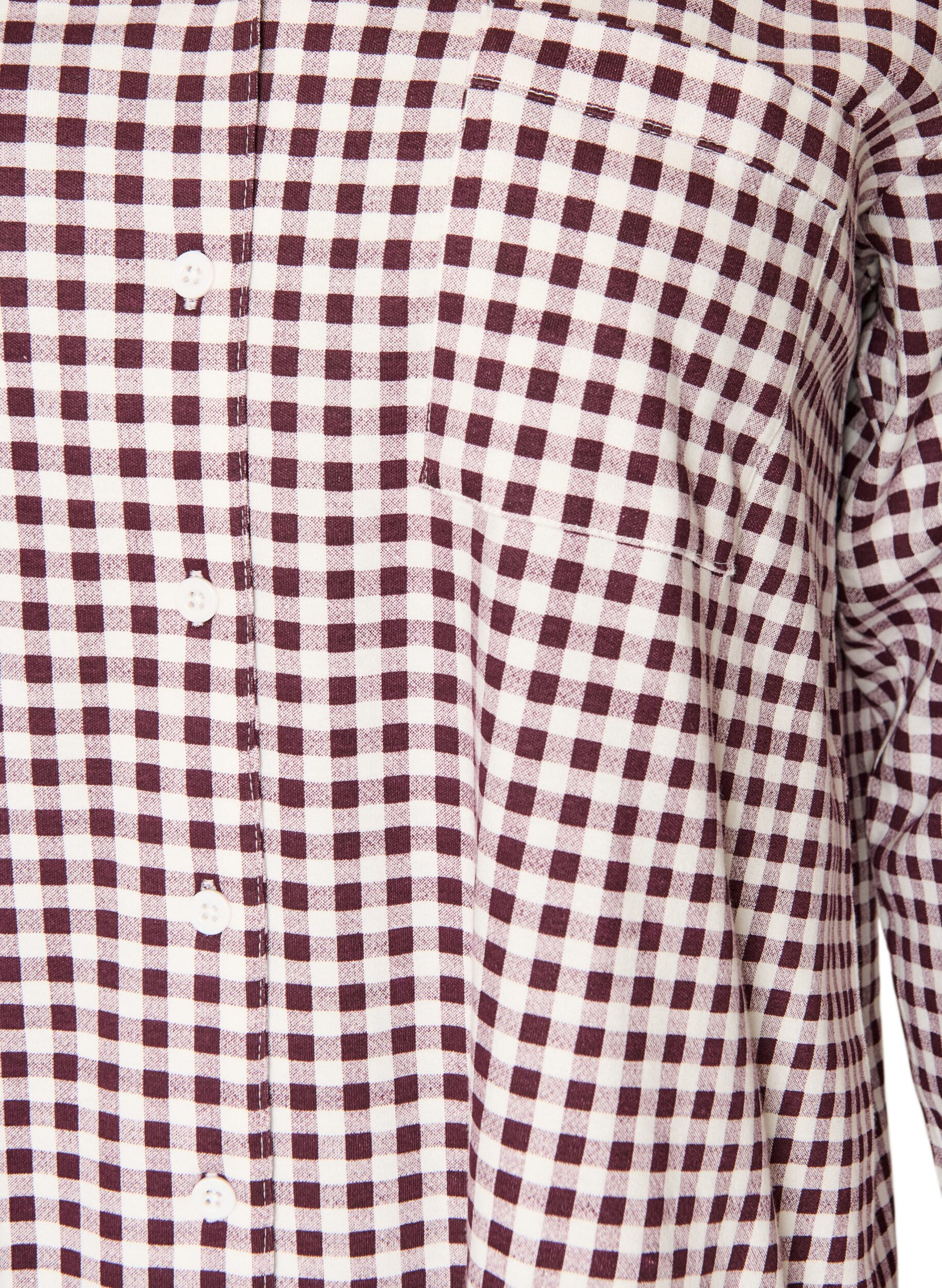 ZizziBomulds pyjamas-skjorte med brystlomme, R&oslash;d, Packshot image number 2