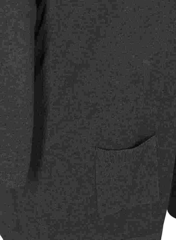 Lang strikcardigan i viskosemix, Dark Grey Melange, Packshot image number 3