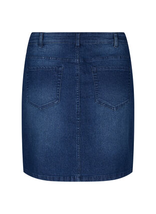 FLASH - Denim nederdel med knaplukning, Dark Blue Denim, Packshot image number 1