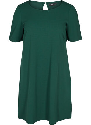 Kortærmet kjole med rund hals, Ponderosa Pine, Packshot image number 0