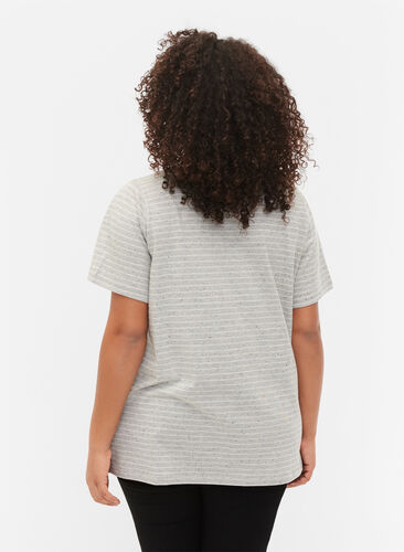Meleret bomulds t-shirt, Light Grey Melange, Model image number 1