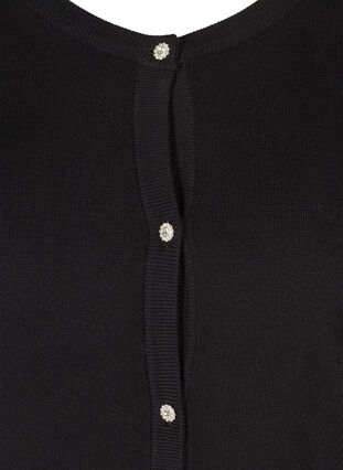 Kort strik cardigan med dekorative knapper, Black, Packshot image number 2