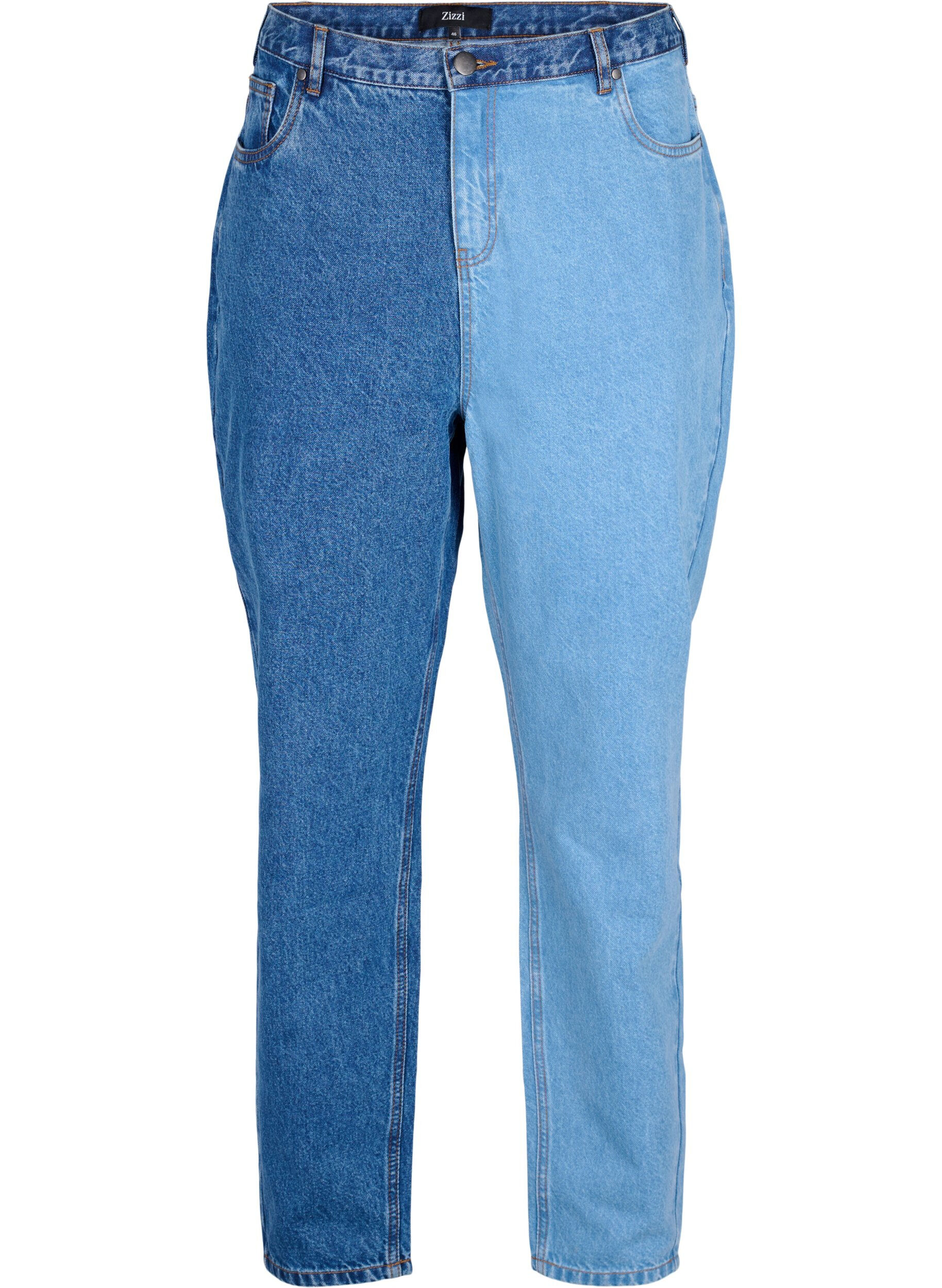 Zizzi Tofarvede Mille mom fit jeans, Lt. B. Comb, Packshot image number 0