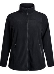 Fleece jakke med lommer, Sort