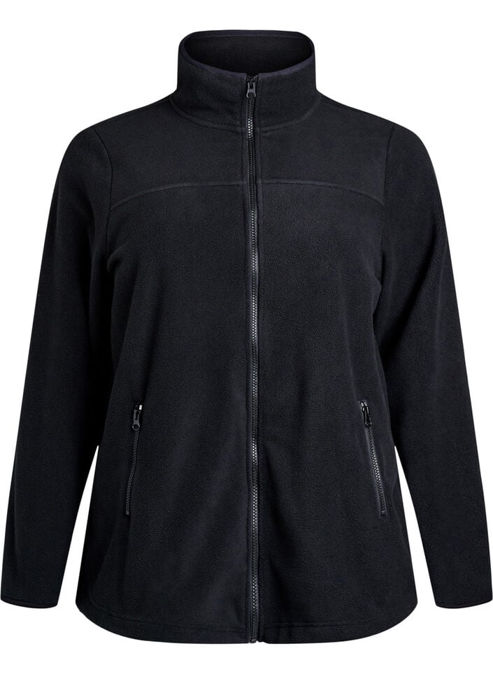 Fleece jakke med lommer, Sort, Packshot image number 0