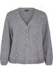 Strikcardigan med sølvsløjfe, Medium Grey Melange, Packshot image number 0