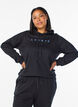 Sweatshirt med h&aelig;tte og print, Sort, Model image number 0