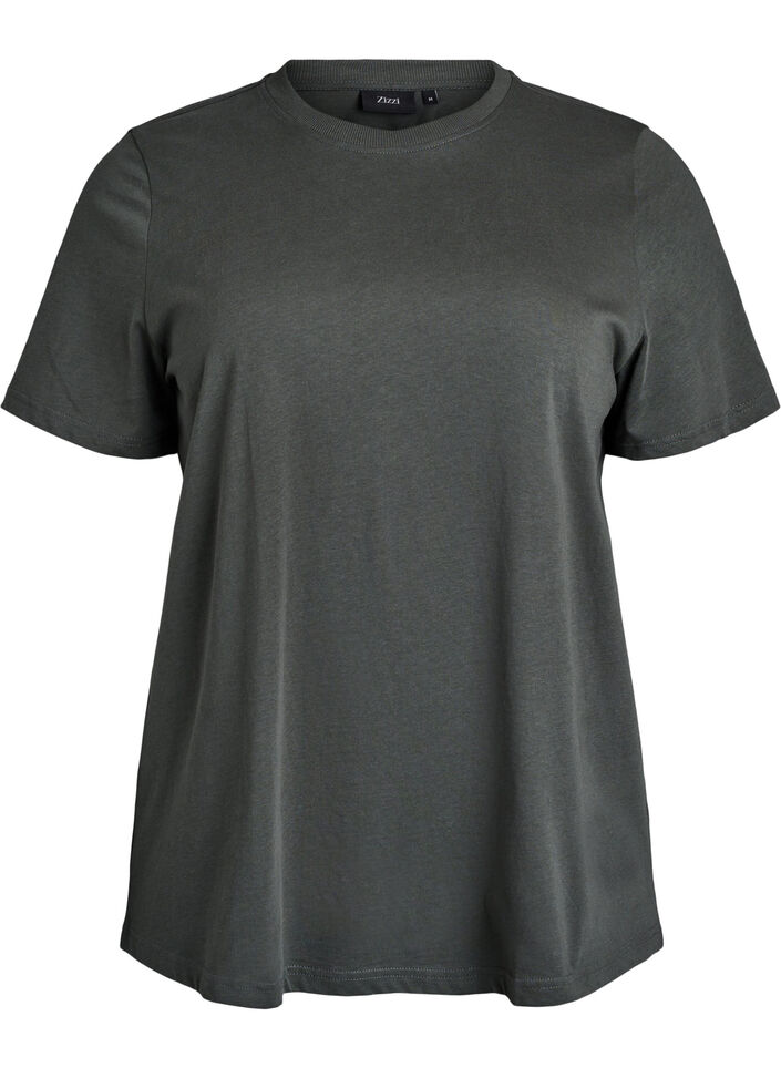 Basis t-shirt i bomuld med rund hals, Gr&oslash;n, Packshot image number 0